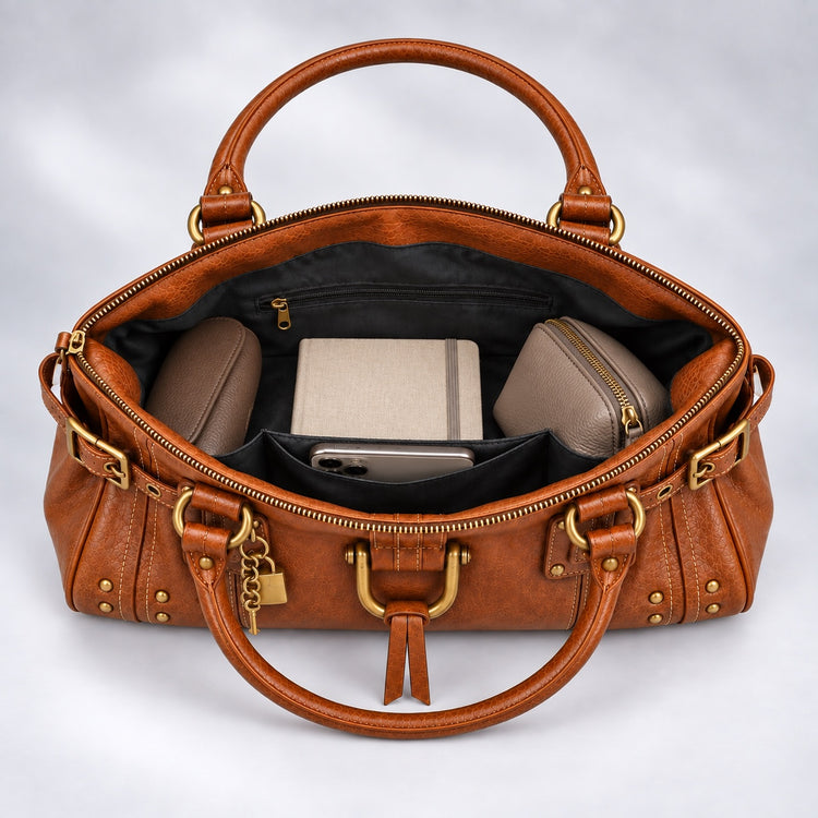 The Clea Bag — inside, with the everyday essentials