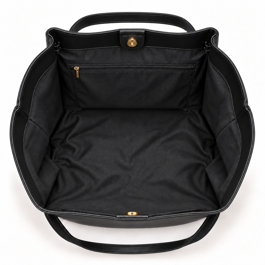 The Vela Tote — Black, inside